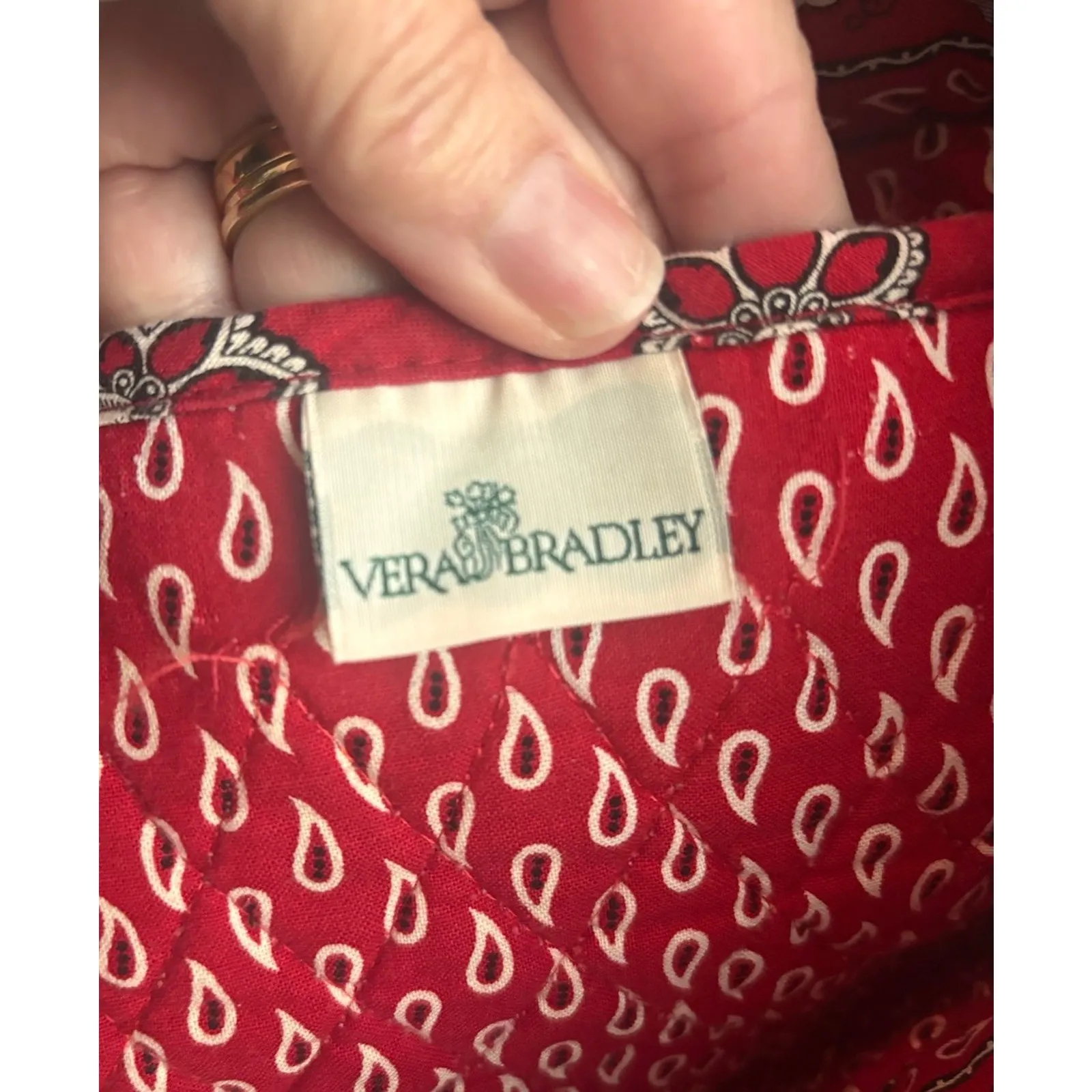 Vera Bradley Tote in Red Bandana Vintage 12.5x13.5” Shoulder Bag Purse - Image 9