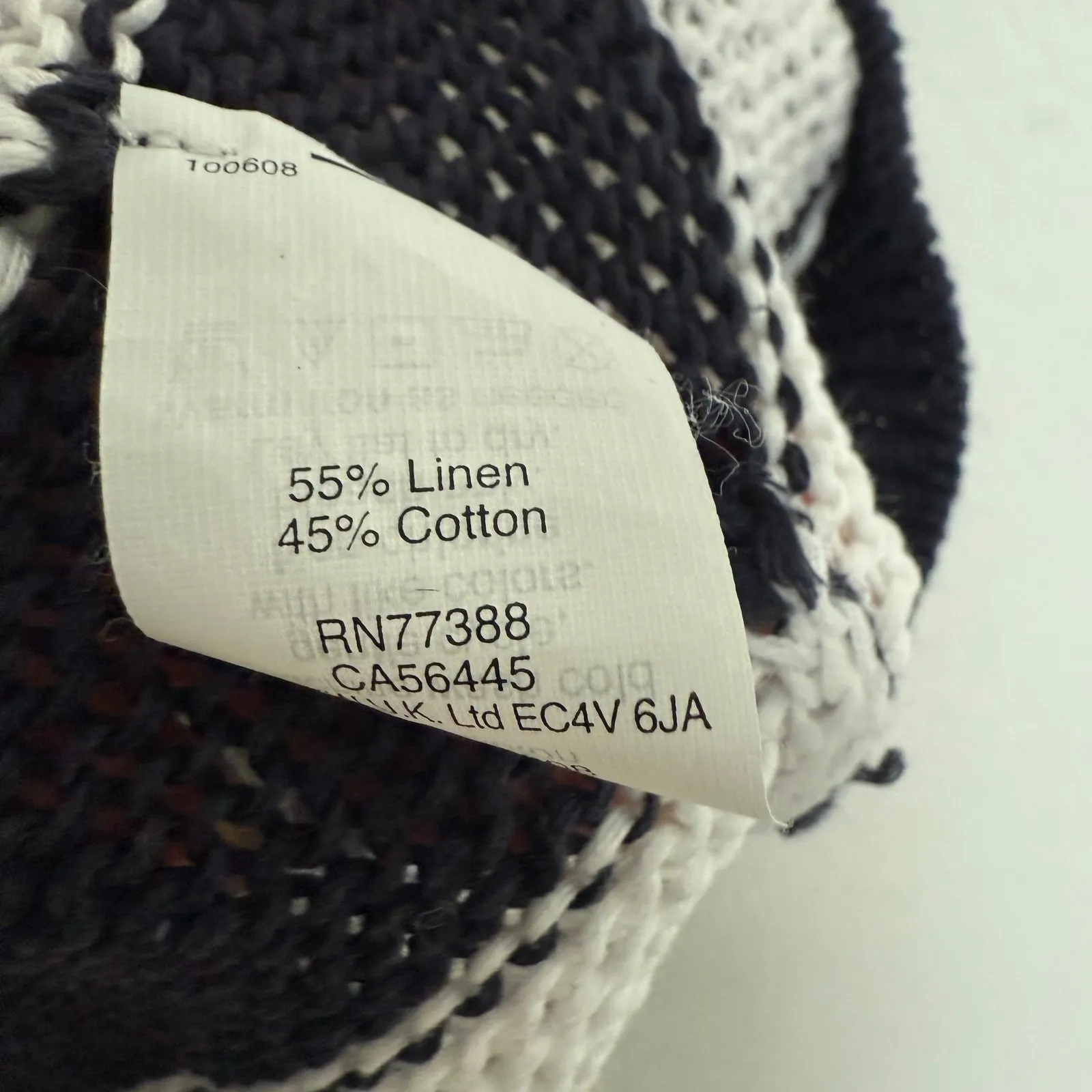 J. Crew Womens Sweater Size M Navy White Striped Linen Blend Coastal Preppy Chic Blue Size M - Image 7