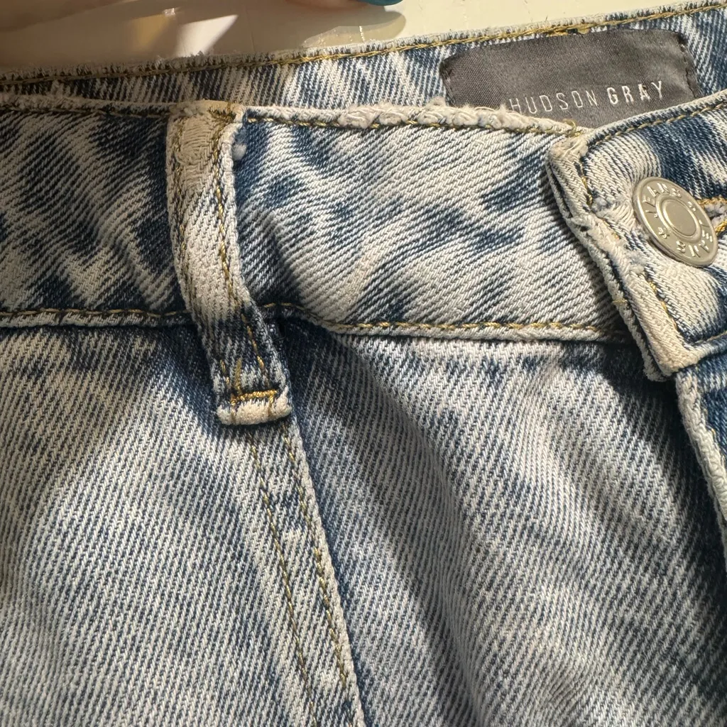 Hudson Gray Cargo Wide Leg Jeans Light Wash – Size Small - Image 5