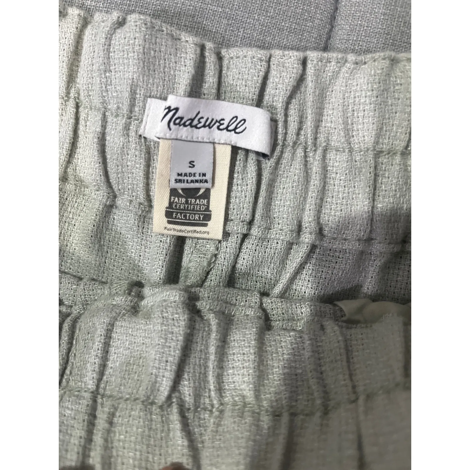 Madewell Linen Breeze Woven Pull-On High Rise Straight Pants in Sage Sz S - Image 6