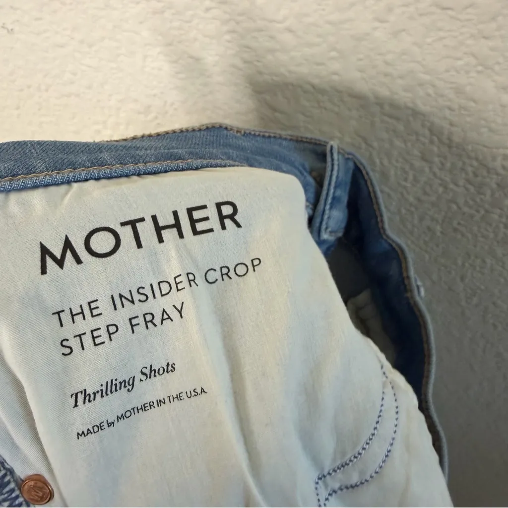 MOTHER Denim The Insider Crop Step Fray Hem Jeans Thrilling Shots Size 27 - Image 7