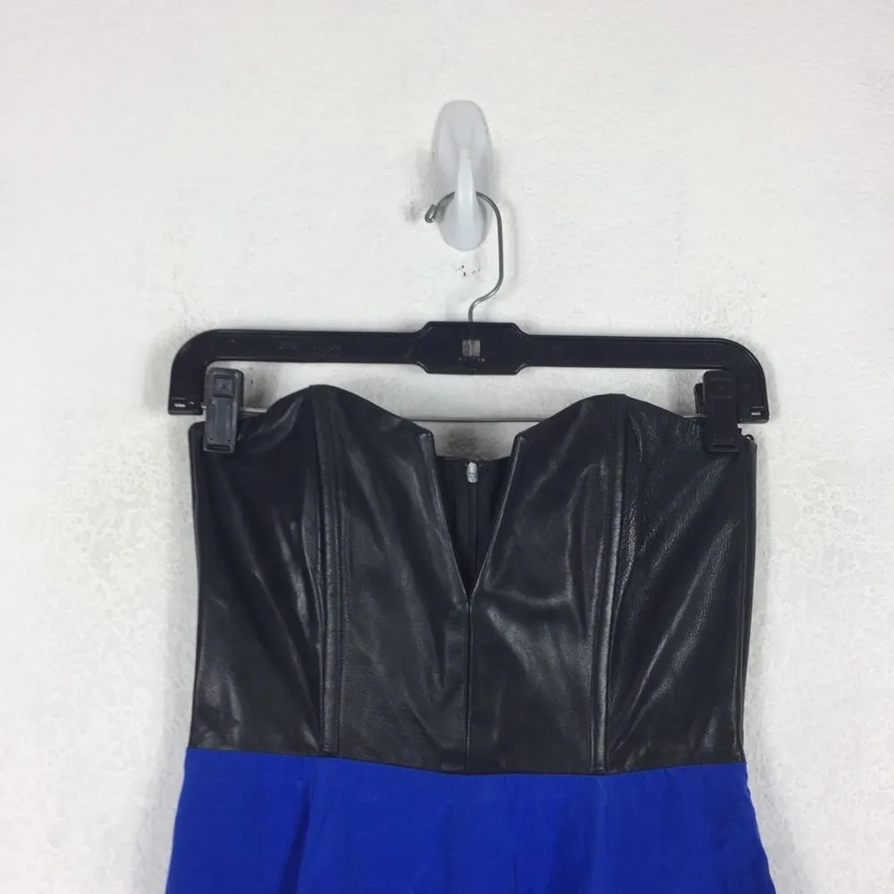 NWT Mason by Michelle Mason Leather Silk Mini Dress Size 0 Aline Bustier - Image 5