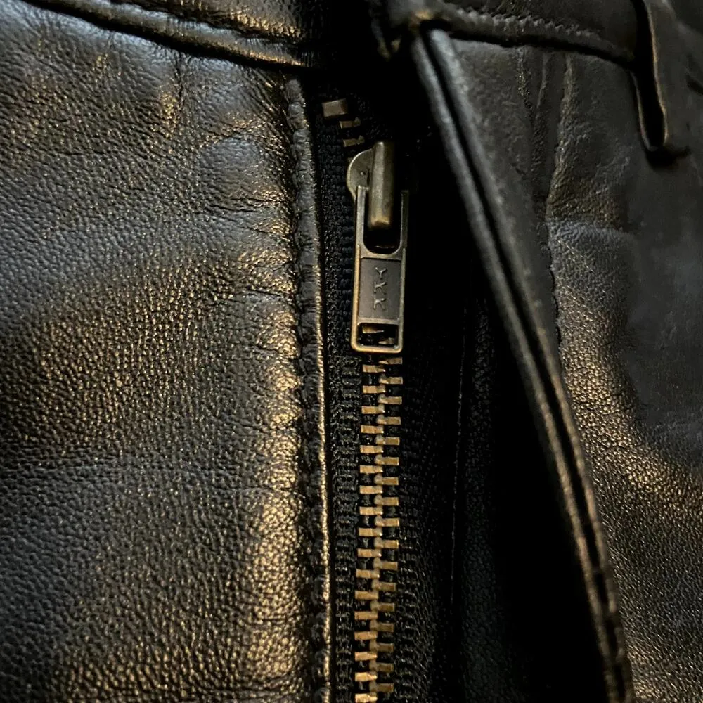 Vintage Gap Leather Pants Y2K Bootcut Mid Rise Button Closure Black Large 26" - Image 2