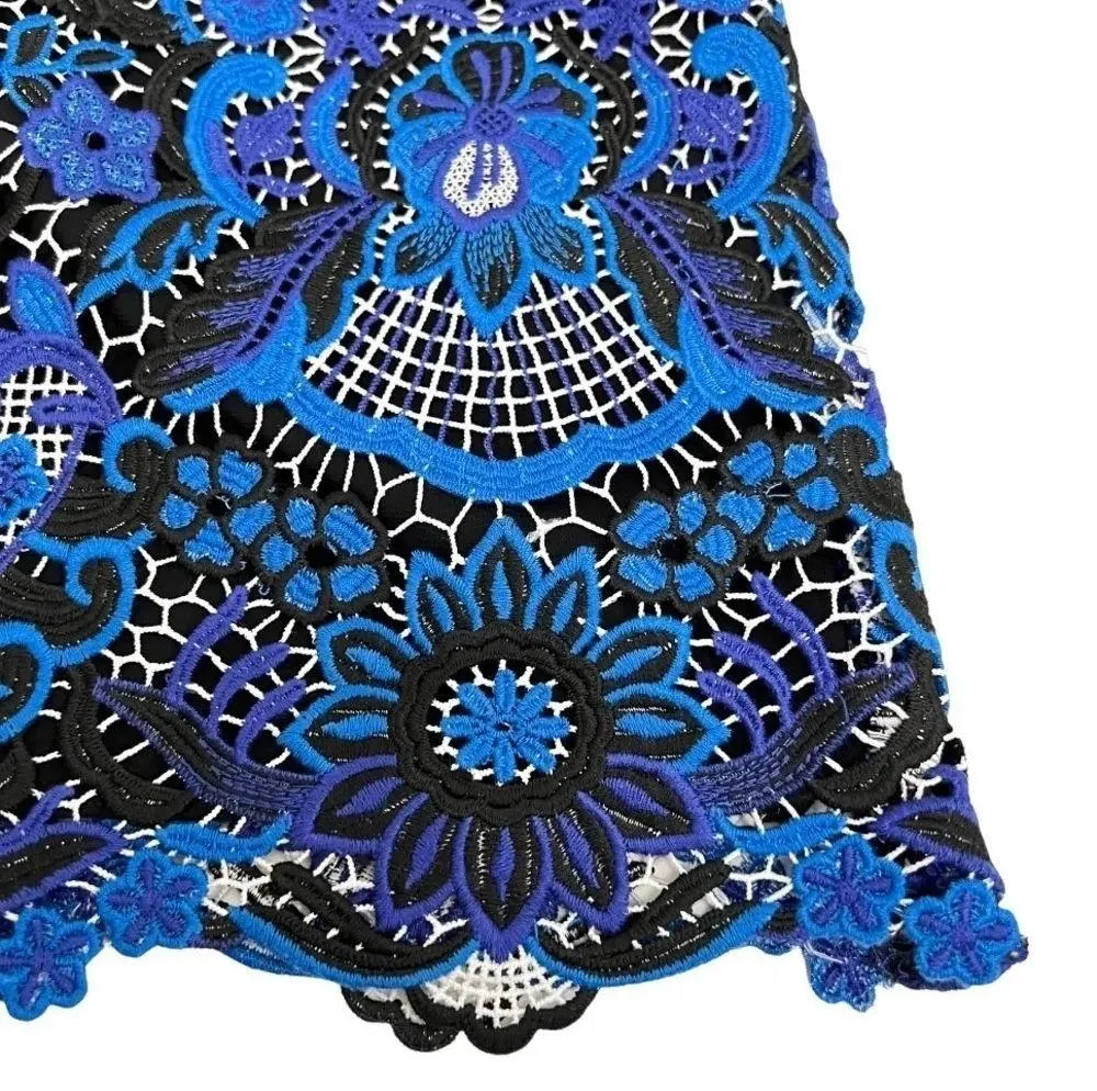 Alice + Olivia Maxie Lace Off Shoulder Embroidery Top Blouse Blue Multi Size XS - Image 7