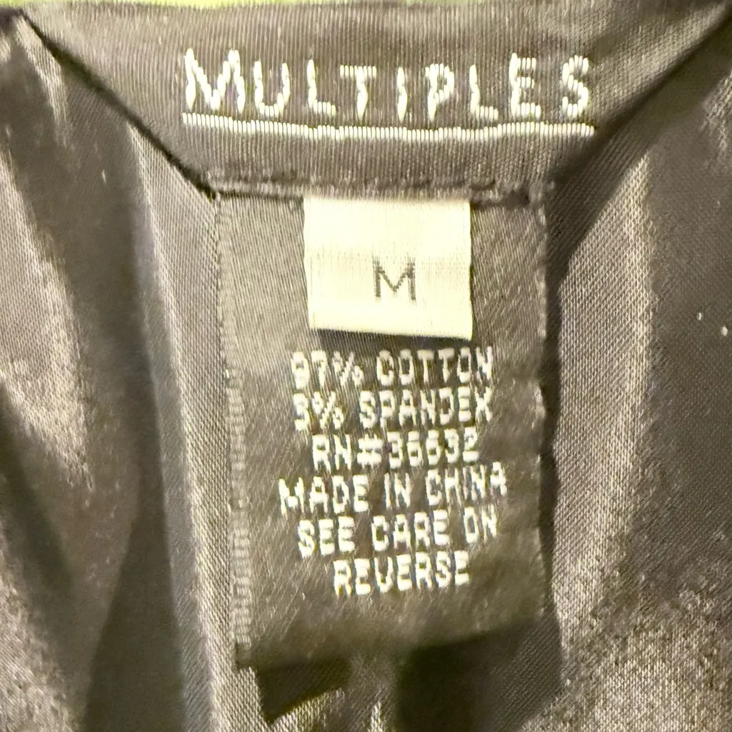 Multiples Long Sleeve Floral Open Front Blazer Black‎ Green Blue Size Medium - Image 5