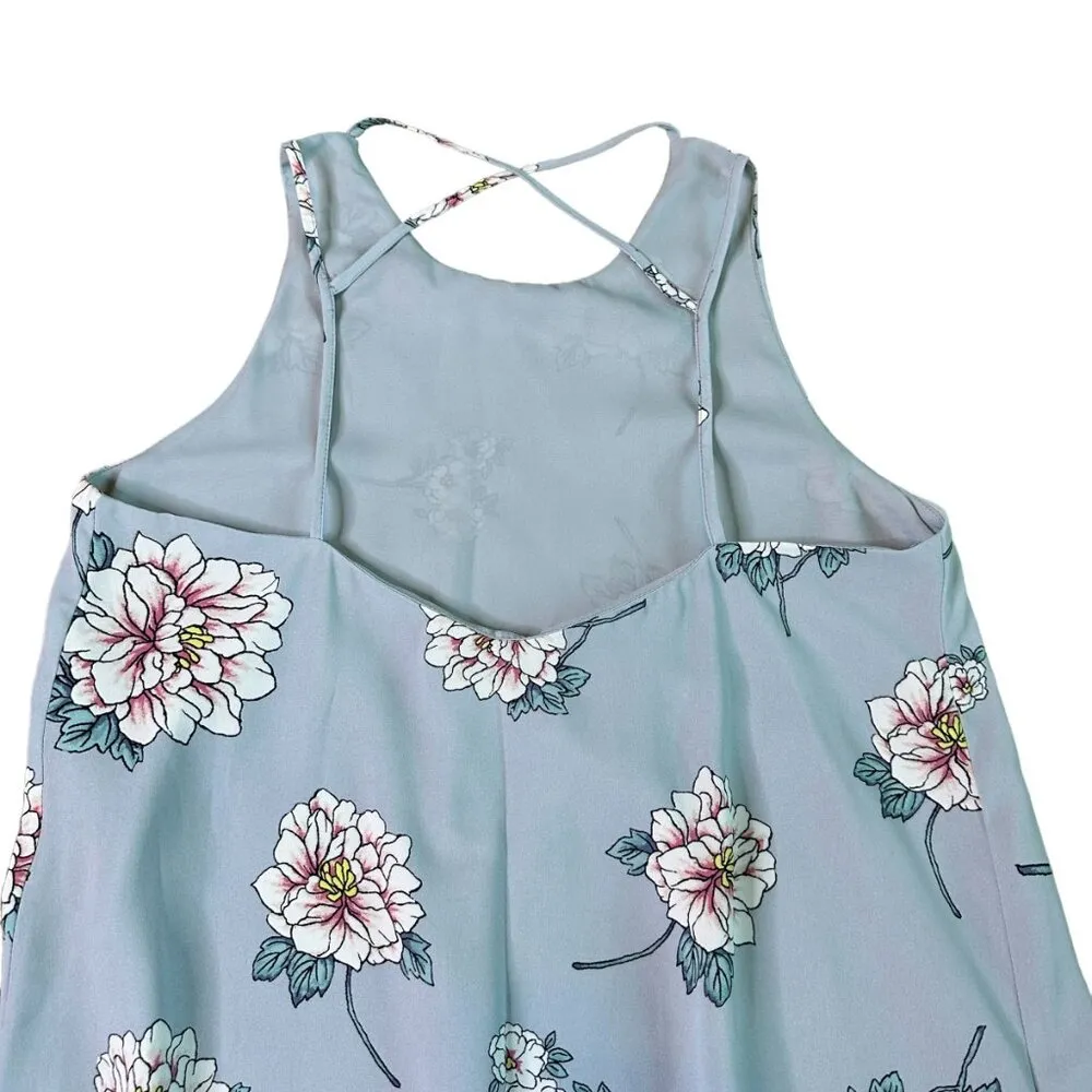 J.O.A. Los Angeles Grey Blue Floral Dress Shift Open Back Lightweight Med NWT - Image 9