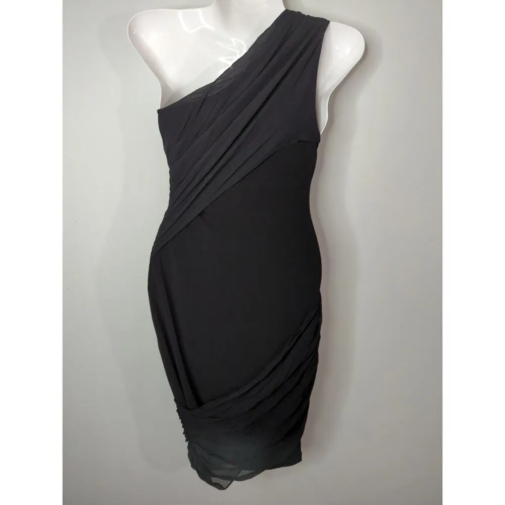 Alice‎ + Olivia Cici One Shoulder Goddess Dress Black Cocktail Mini Bodycon XS - Image 5