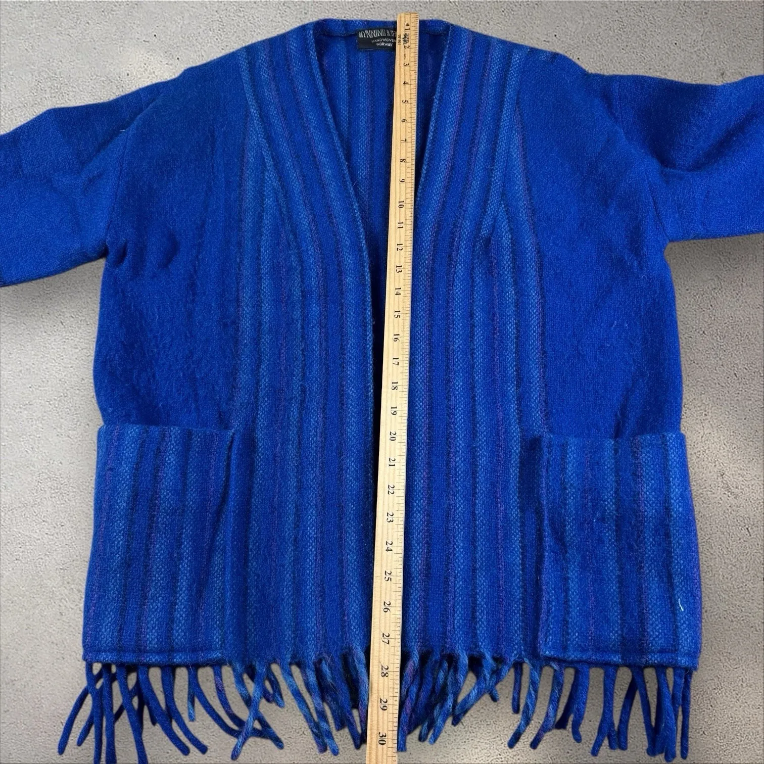 Rynning & Ihlen Vintage Cardigan Sweater Handwoven Norway 100% Wool Size Large Blue - Image 5