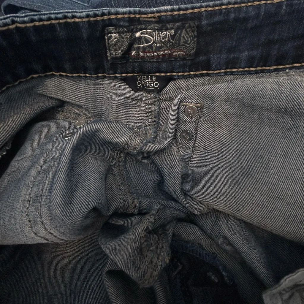 Silver Kellii Cargo stretch blue jeans Womens waist 33 W33/L31 - Image 10