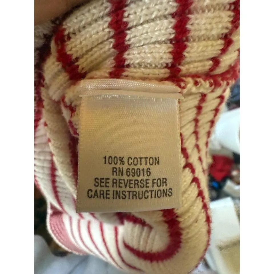 STUDIO WORKS Petite Red White Stripe Mock Neck Ribbed Knit Sweater Top PS Size undefined - Image 4