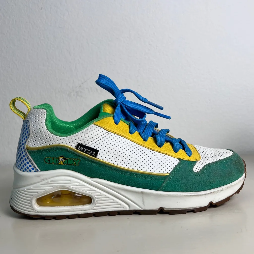 Skechers x BT21 Chimmy Sneakers Green Yellow White Lace‎ Up Shoes US 6 K-Pop BTS - Image 9