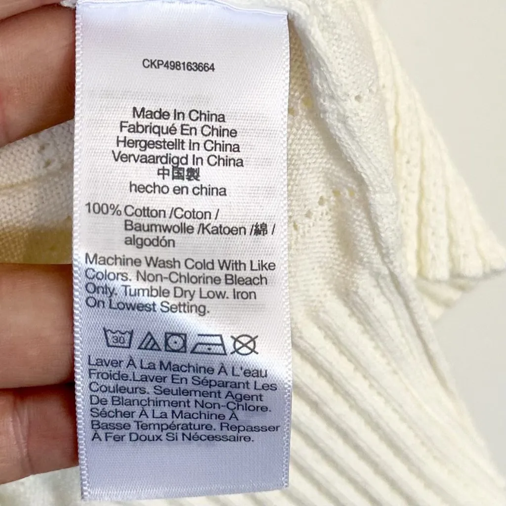 NWT Madewell White Textural-Stitch Cotton Sweater - Size: 1X - Image 4