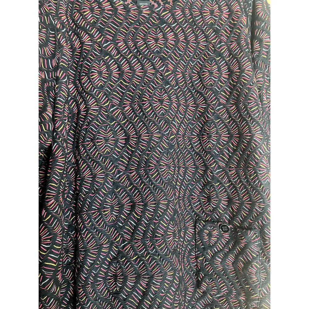 Ali Miles womens tunic 2X black with colorful yarn woven in 3/4 sleeves pocket - Image 5