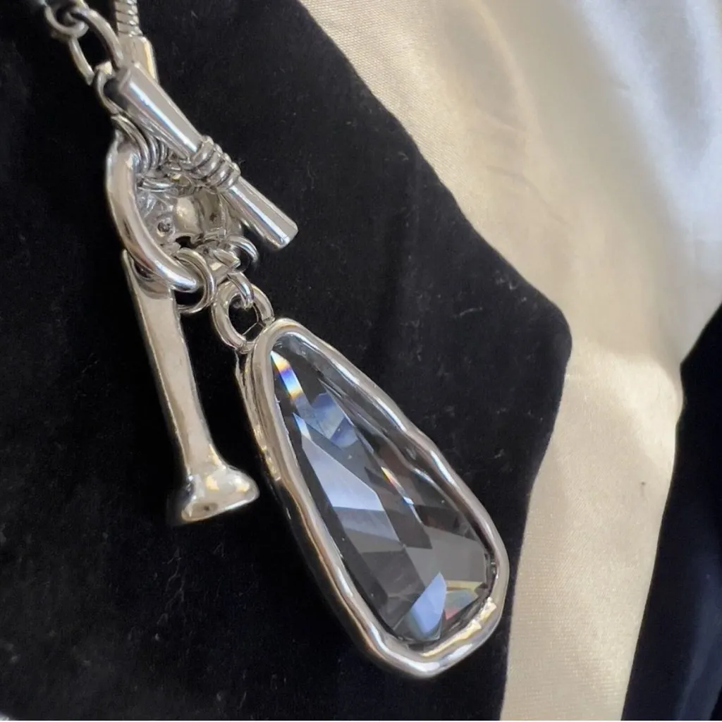 Silver 36" Long Faced Cristal Sweater
Necklace Black - Image 7