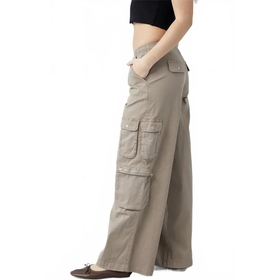 Pacsun Taupe Draped Low Rise Wide Leg Cargo Pants Desert Brown NWT XS - Image 3