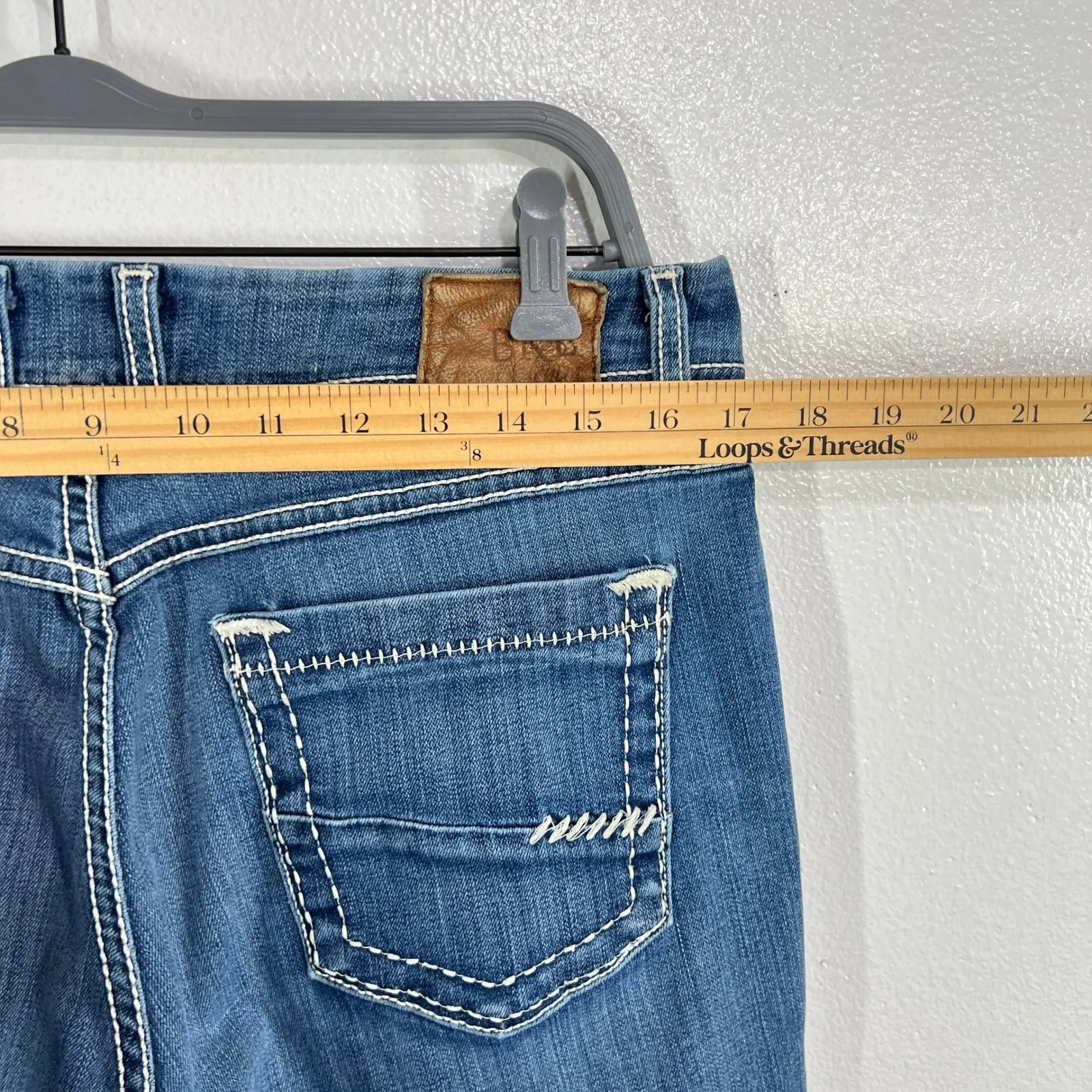 BKE Denim Harper Jeans Womens Size 32 Cropped Blue‎ Denim Embroidered Pockets - Image 7