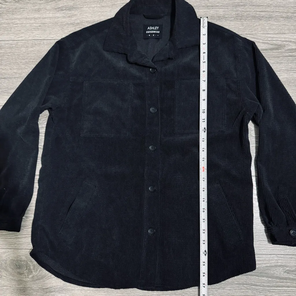 Ashley by 26 International Outerwear Women Black Courduroy Collared Shacket M - Image 11