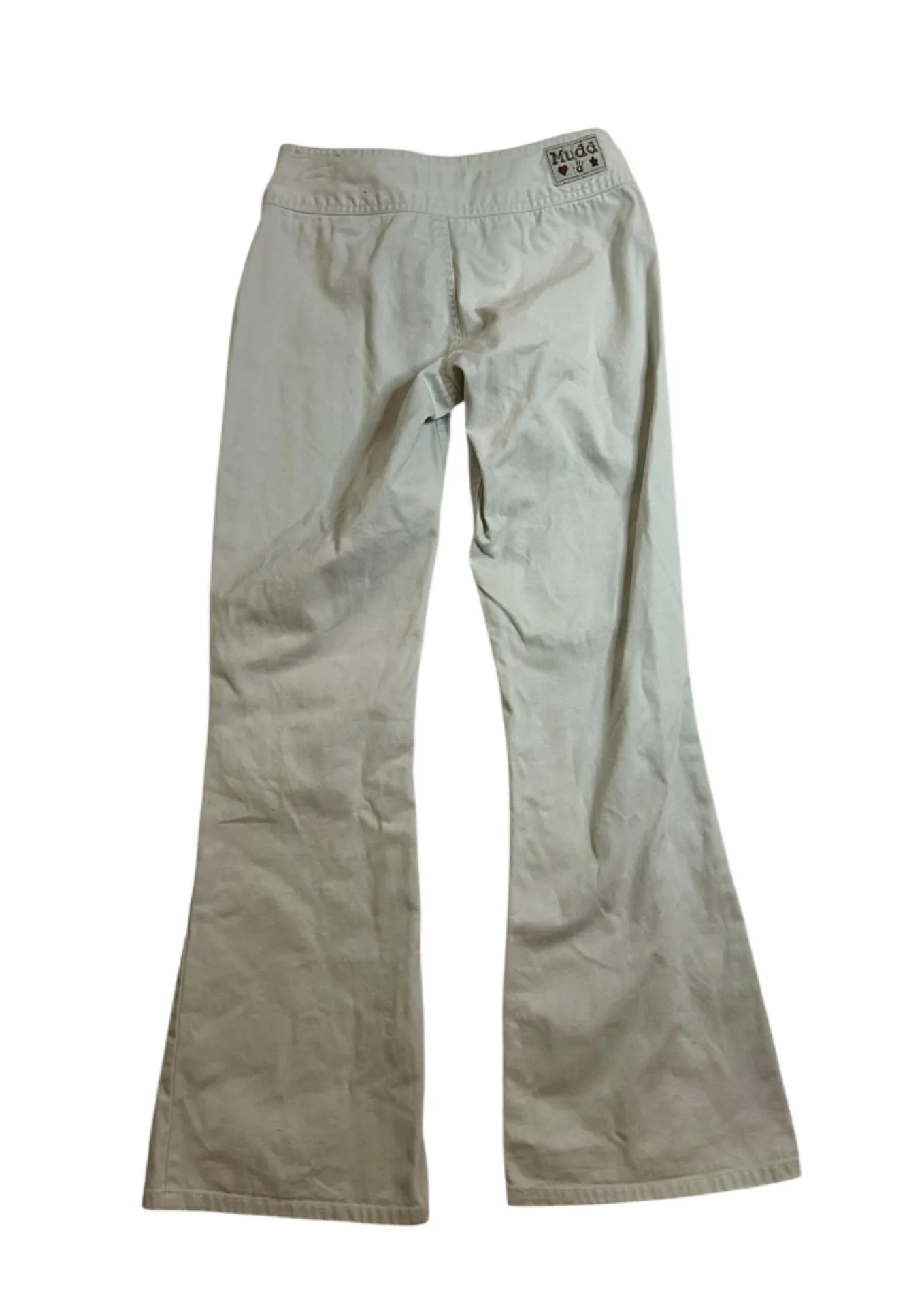 Vintage Y2K Mudd Lace-Up Front Tie Flare Jeans Size 3 Floral Embroidered RARE - Image 6