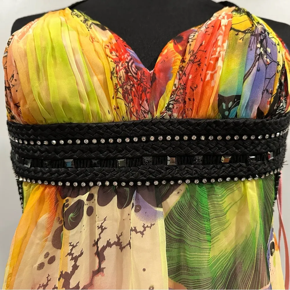 Faviana Multicolor Floral Y2K Gown Size 4 - Image 3