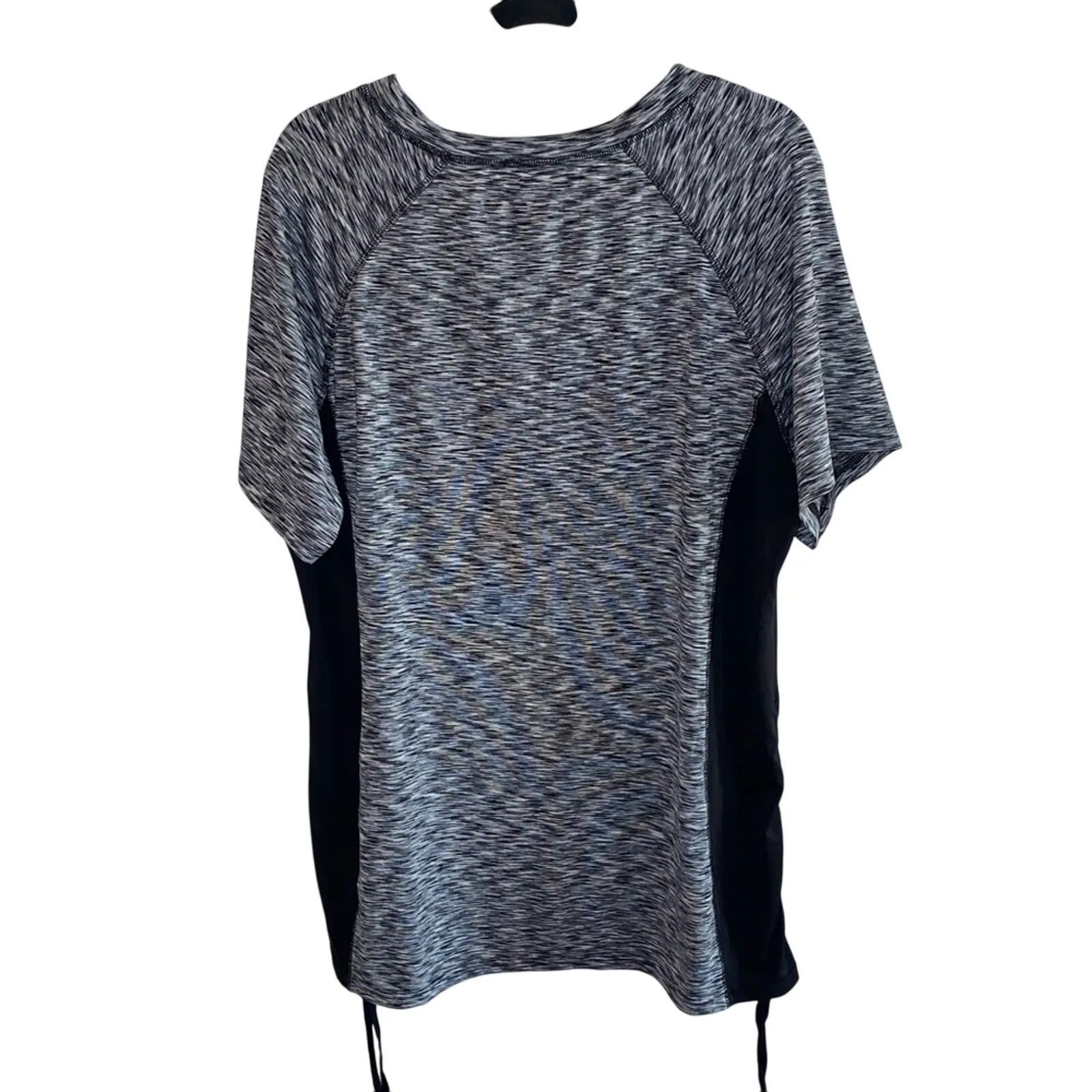 Avenue Black & Gray Heathered Ruched Side Top Size 14 - Image 2