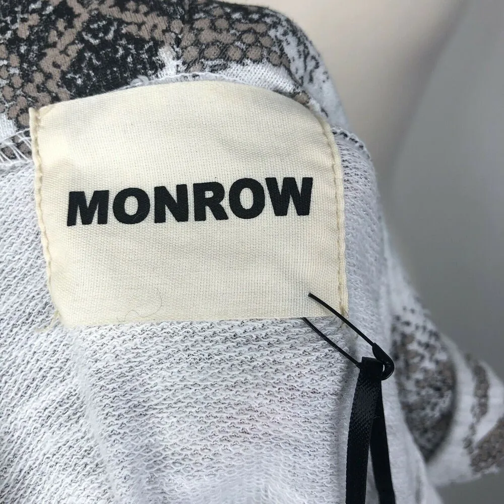 NEW Monrow Snake Print Long Sleeve Lightweight Full Zip Hoodie Womens 8 White - Image 9