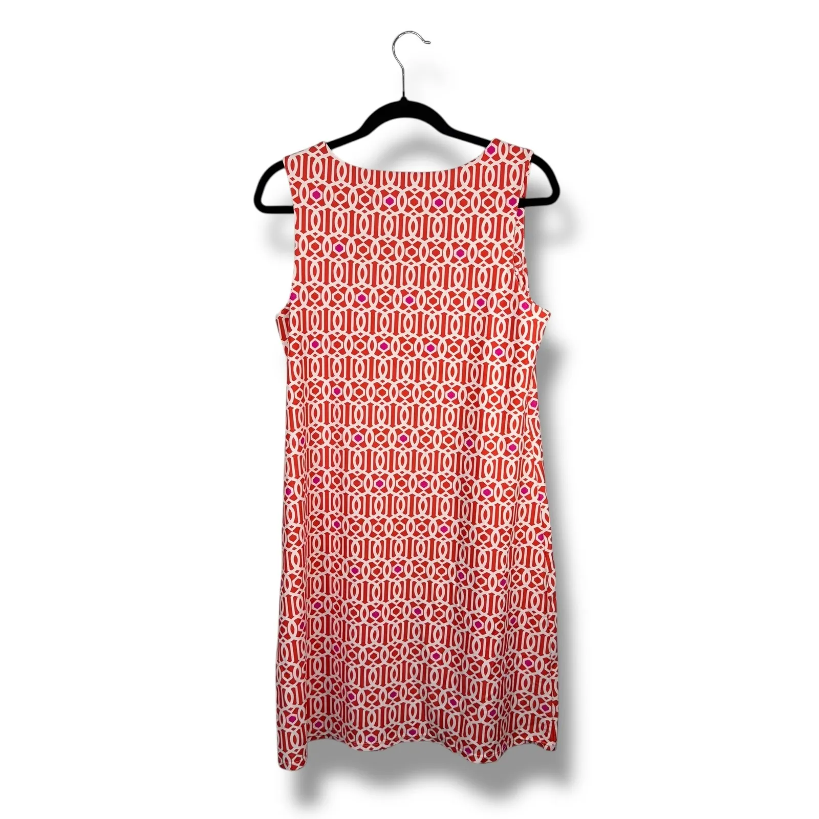 Jude Connally‎ Orange White Geometric Print Sleeveless Sheath Dress Size L Size L - Image 5