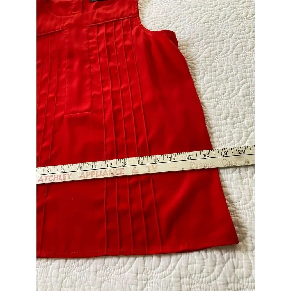 Armani Exchange Red Sleeveless Pleated Blouse Size Small​ - Image 11