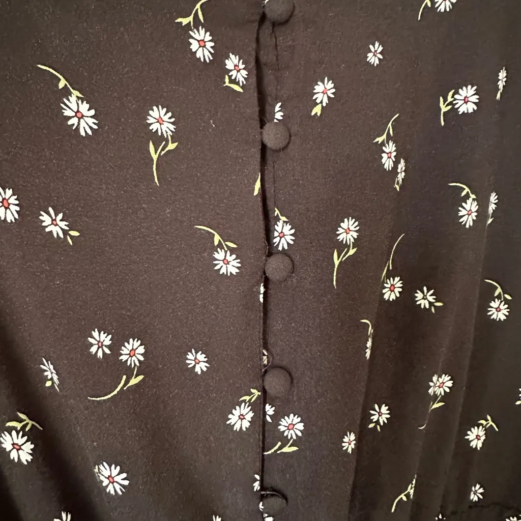 Passport Black and White Floral Midi Dress (890) Size L - Image 4