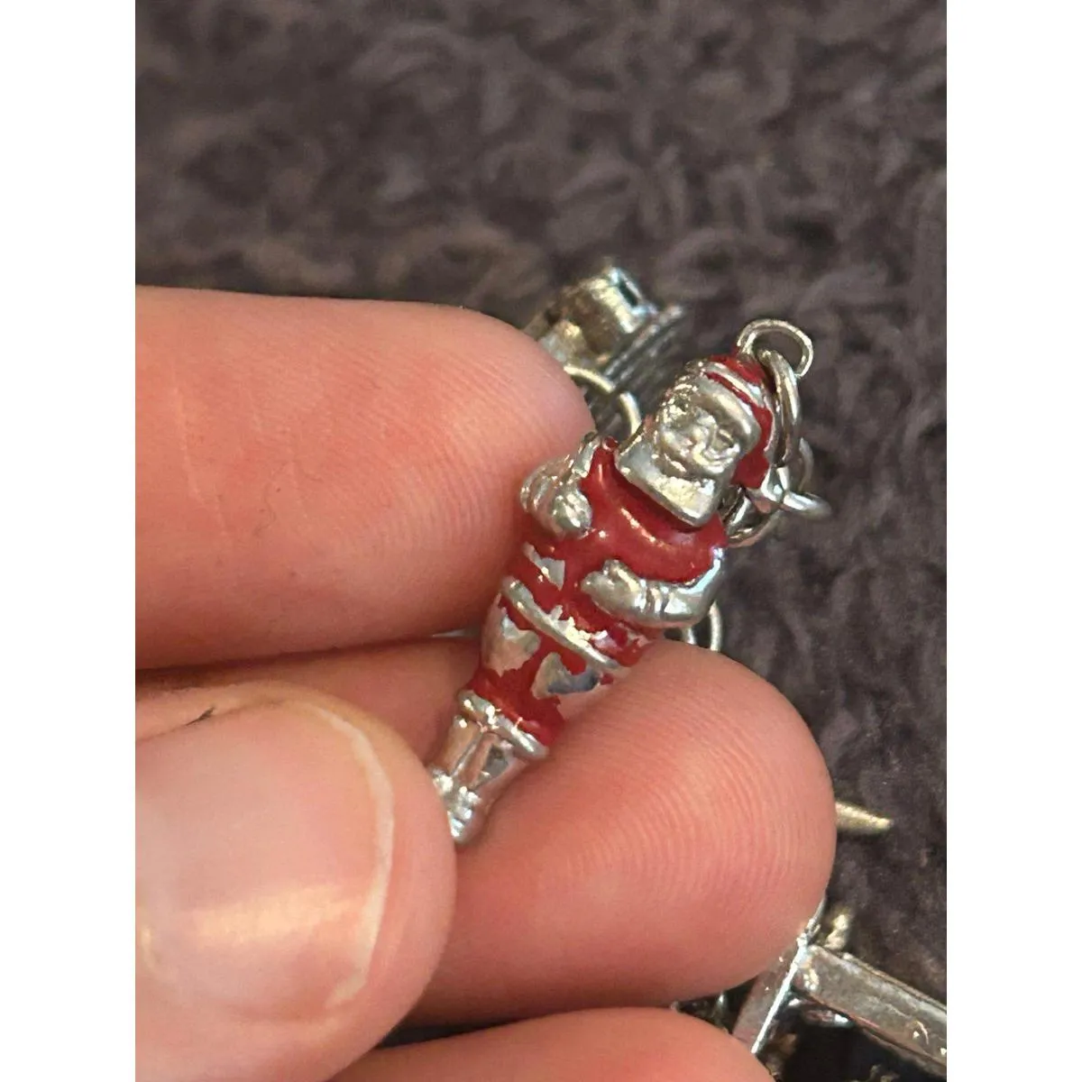 S53 bracelet Kookoo golf Santa and more 925 sterling silver heavy 7.25 inch long - Image 12