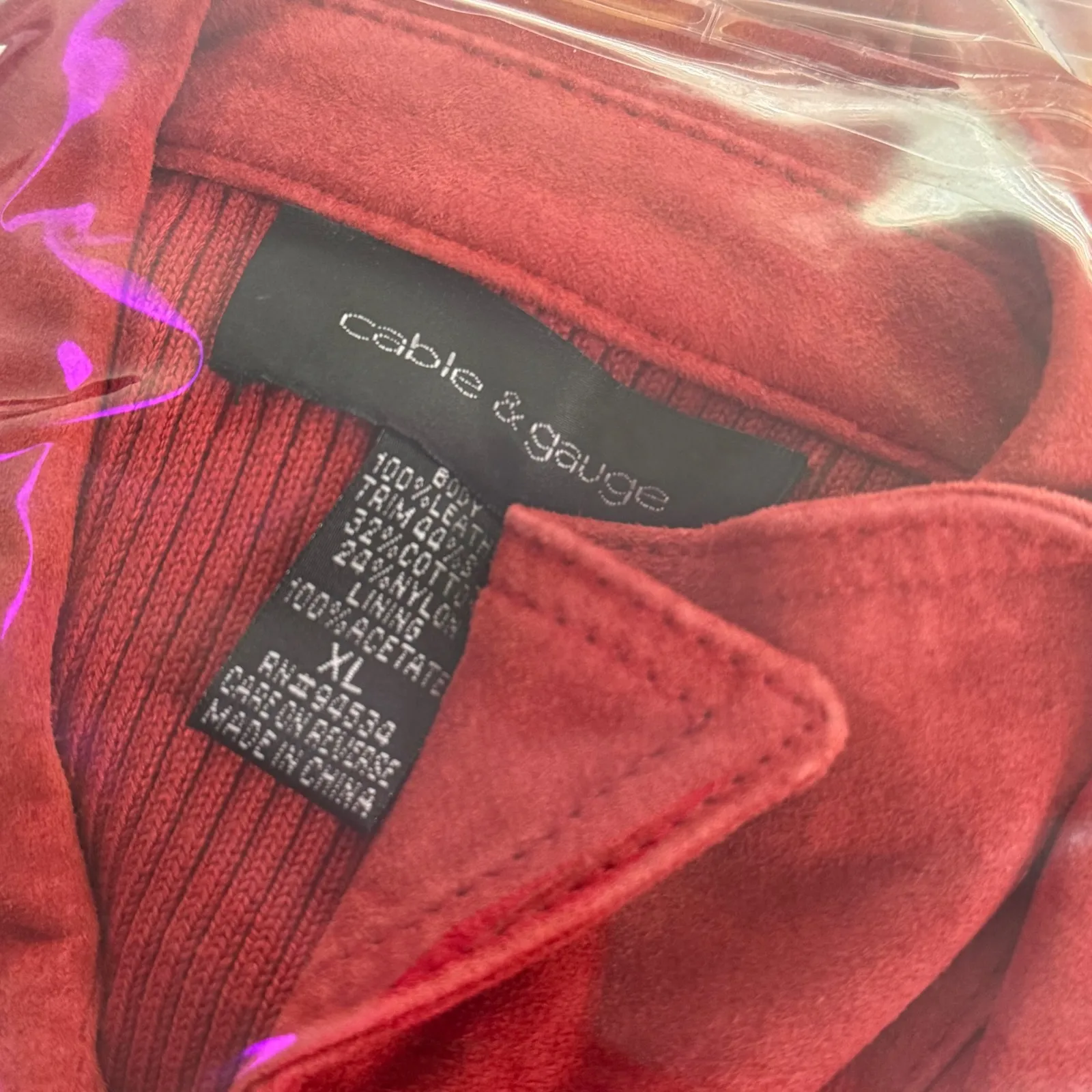 Cable & Gauge Mix Media Suede leather Jacket Womens Size XL Knit Long Sleeve - Image 10