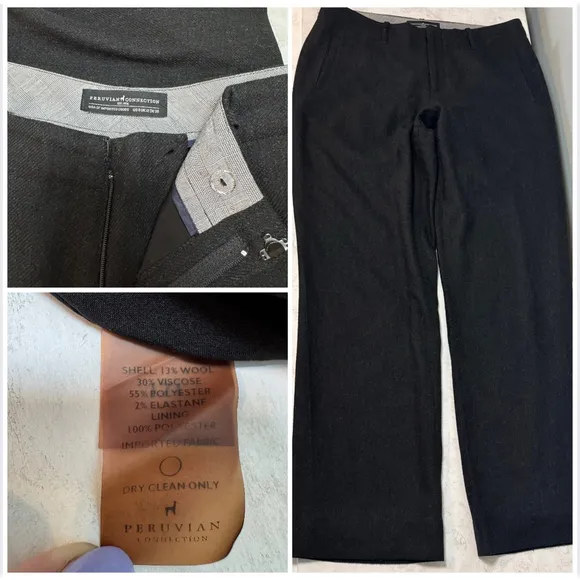Women's Peruvian Connection Charcoal Gray Wool Blend Dress Pants Size 8 Trousers - Image 2