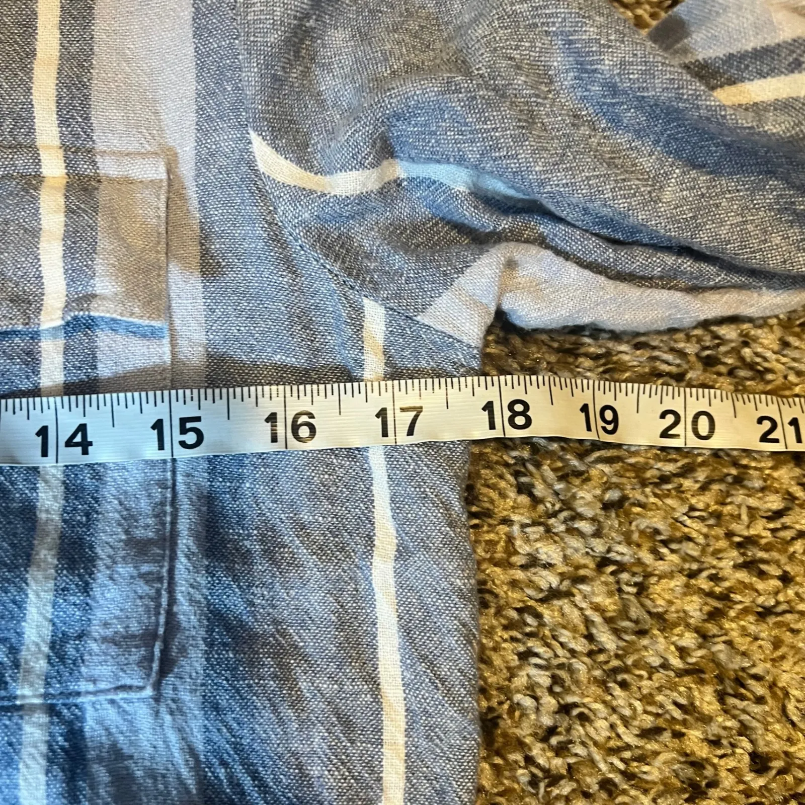 ELLEN TRACY Striped Linen Blend Tunic Shirt Dress Womens Small Roll Tab Sleeves - Image 6