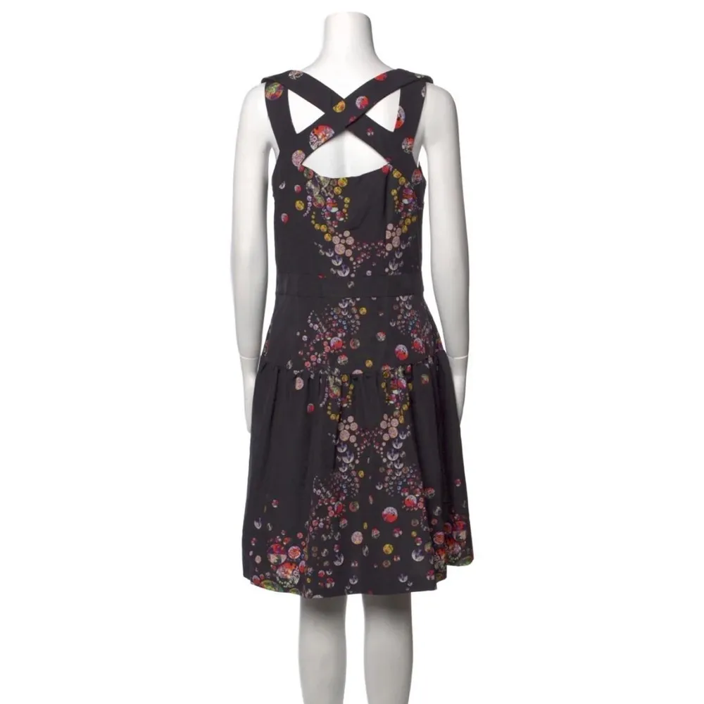Cynthia Rowley "NWT" Cut Out Dress with Botanical Dot in Black Size 6 - Image 2