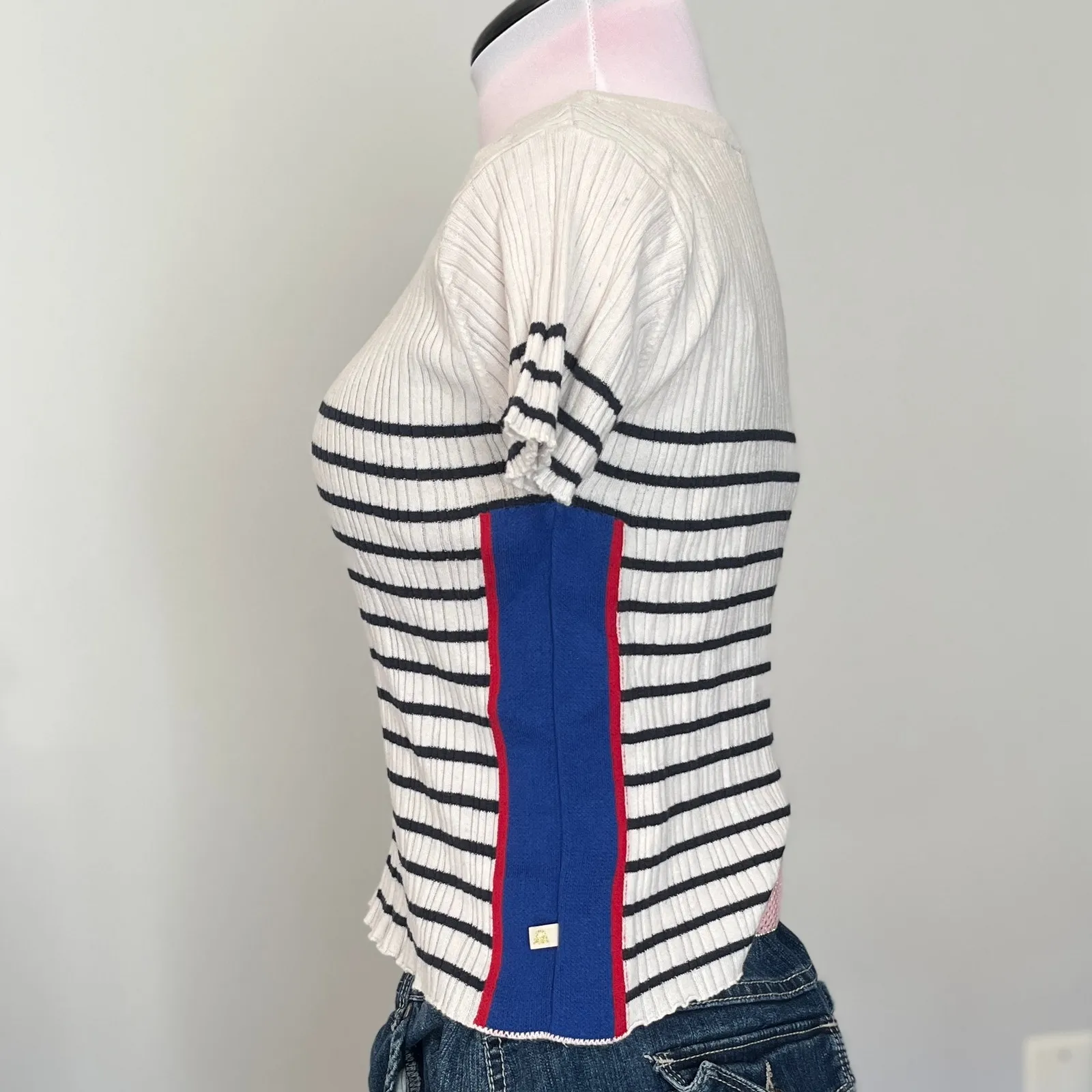 VTG United Colors of Benetton | Striped Ribbed Knit Tee | Preppy Y2K Top - Image 5