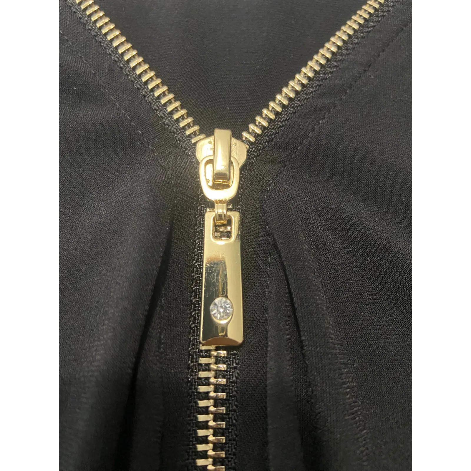 JM Collection Half Zip Blouse Womens XXL Black Roll Tab Long Sleeves Stretch - Image 2