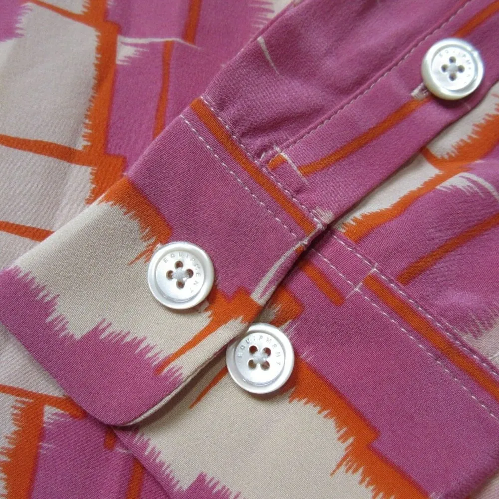 NWT Equipment Essential in Red Violet Abstract Print Silk Button Down Shirt XS - Image 3