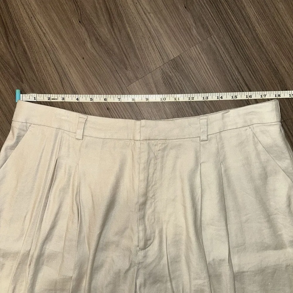 Maeve Anthropologie Pleated Wide Leg Cropped Pants Linen Blend‎ Size 1X - Image 7