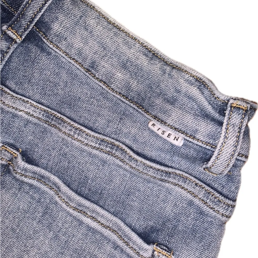 Risen Dual Tone Colorblock Blue Jean Denim Shorts High - Image 5