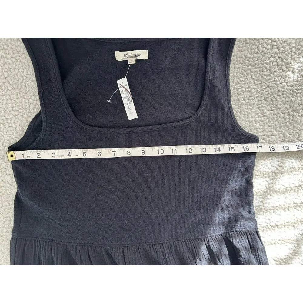 Madewell Knit Tank Cotton Midi Dress in True Black NK516 Size S - Image 11
