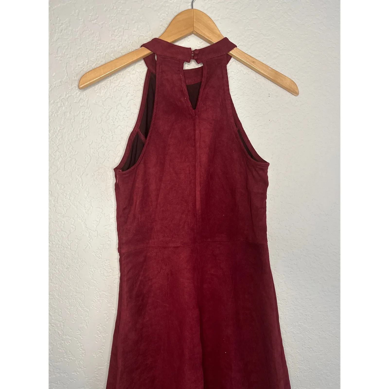 Altar’d State Dark Burgundy Suede Halter Dress Fall Christmas Western Goth Party - Image 4