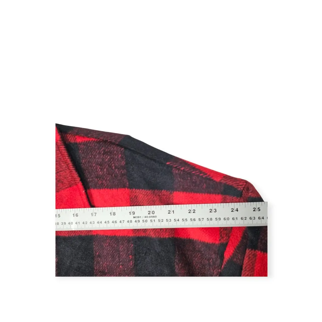 White Birch Buffalo Plaid Oversized Button-Down Shacket Western Style S Red & Bl - Image 3