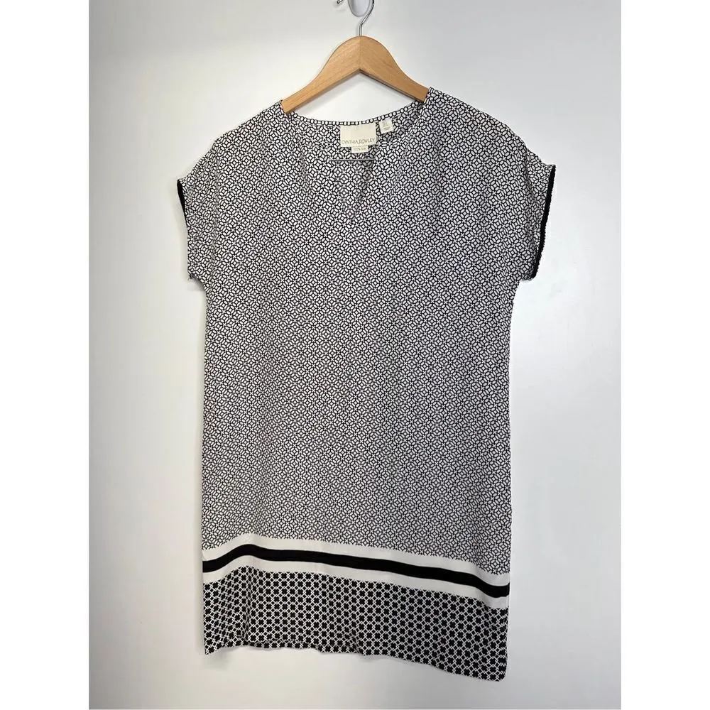 Cynthia Rowley Silk‎ Dress Womens Size 4 Short Sleeve Knee length Black/White - Image 5