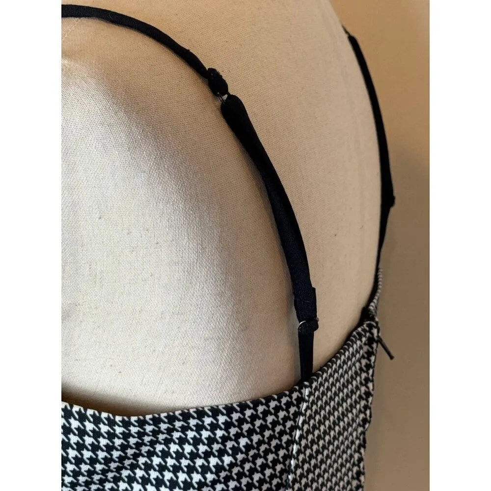 C/meo Collective Shirt Women Small Black White Houndstooth Pleated Cropped Top - Image 7