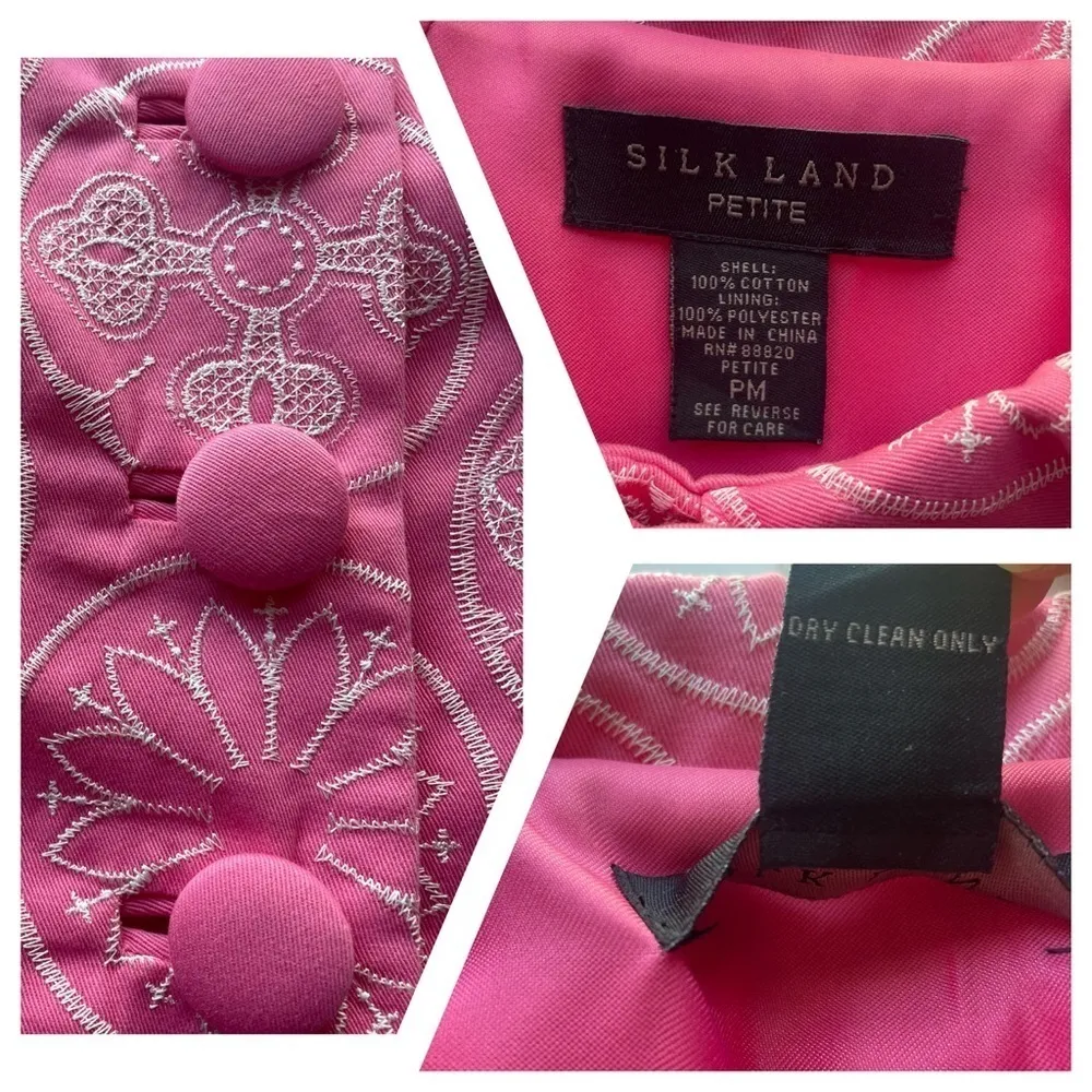 Silkland Petite Embroidered Blazer Jacket Pink Size MP Medium Petite Office - Image 6
