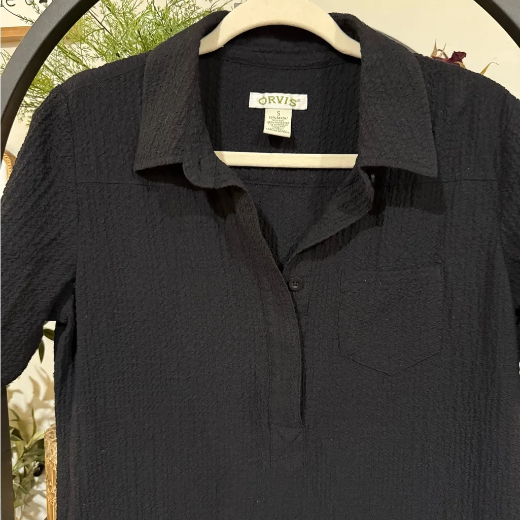Orvis  Elegant Black Textured Mini Dress size small - Image 3
