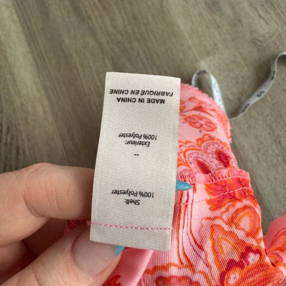 Cinq à sept peplum crop top halter pleated floral paisley pink summer preppy S - Image 8