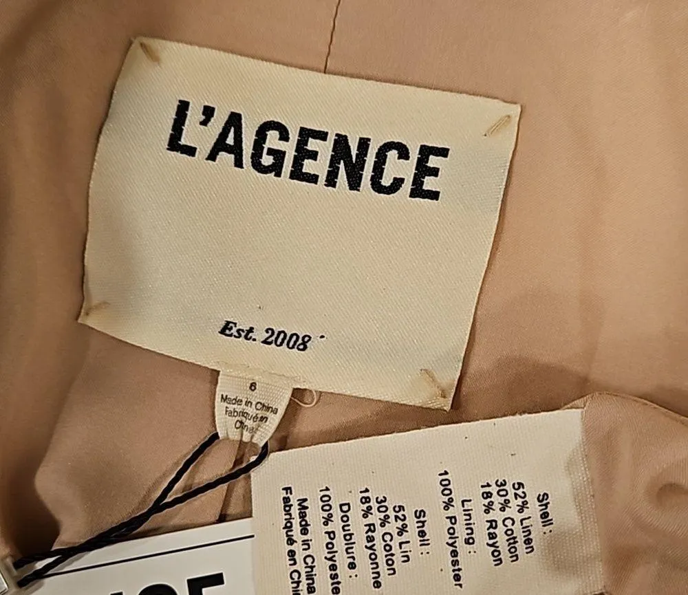 💕L'AGENCE Brooke Double Breasted Crop Blazer Honey Multi Tonal Palm Leaf 6 NWT - Image 16