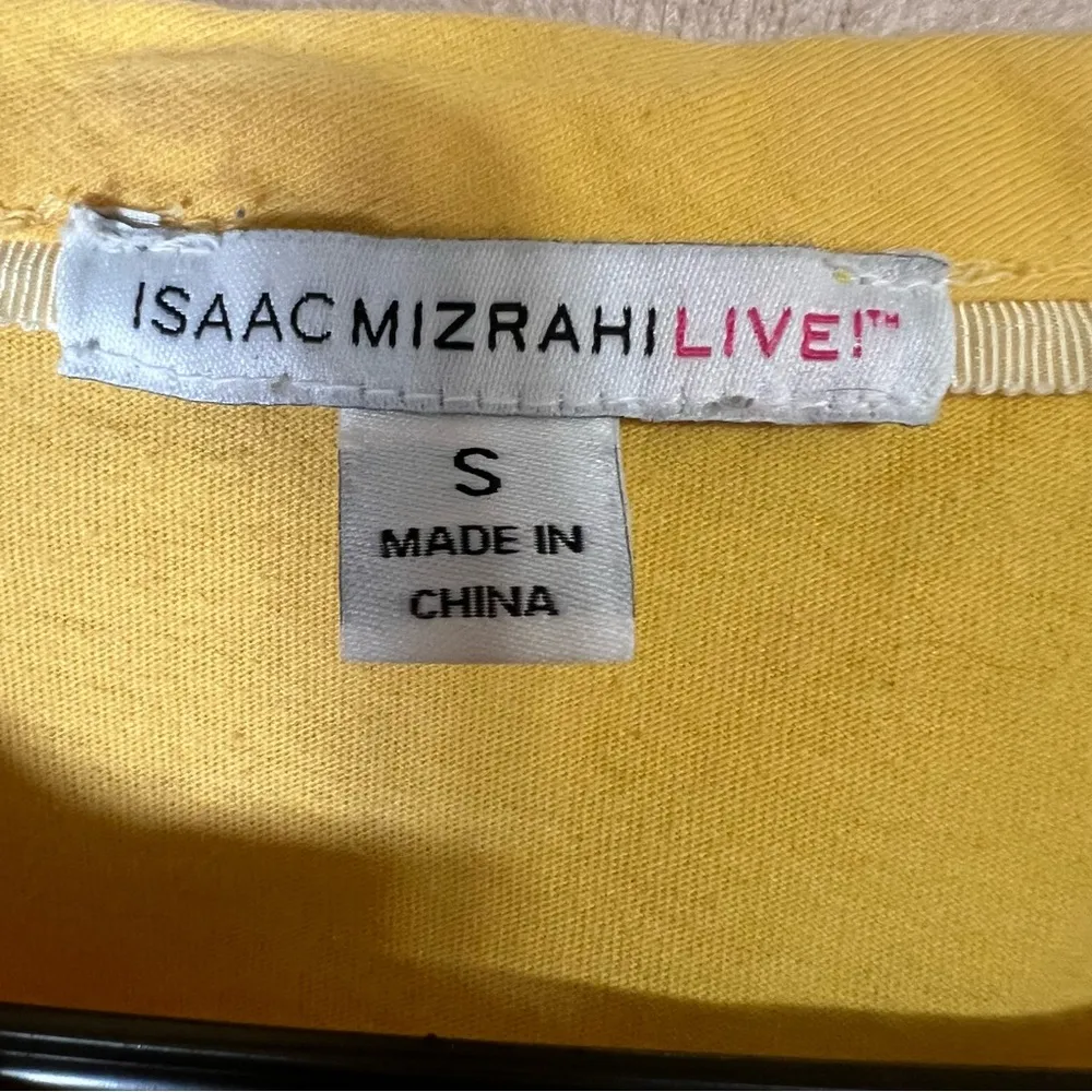 Isaac Mizrahi Live Yellow Tunic Top Ruffle Tie Casual Pullover 100% Cotton Small - Image 7