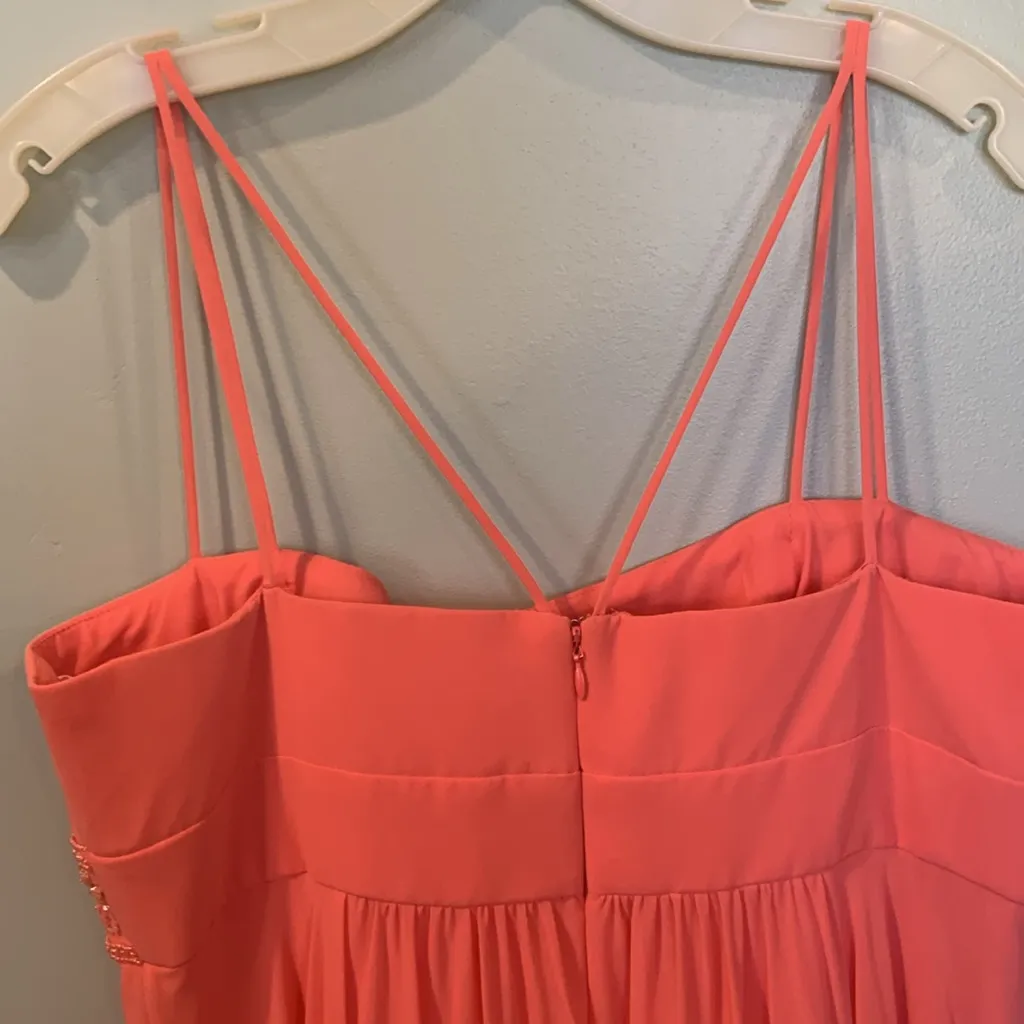 David’s Bridal Coral Spaghetti Strap Gown Dress Matching Scarf Women’s Size 14 - Image 4