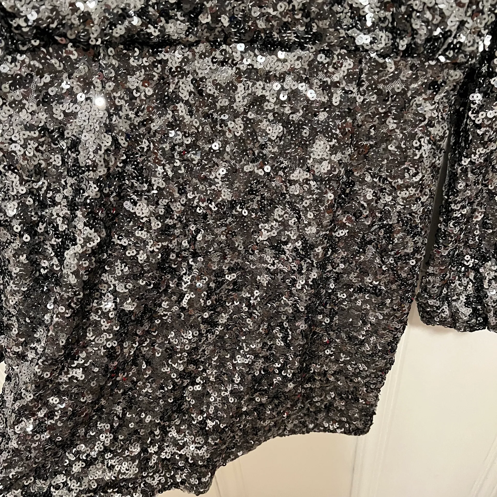 Anthropologie O.P.T. Silver Grey Sequin Deep V Neck Mini Party Clubbing Dress Size Small NWT - Image 4